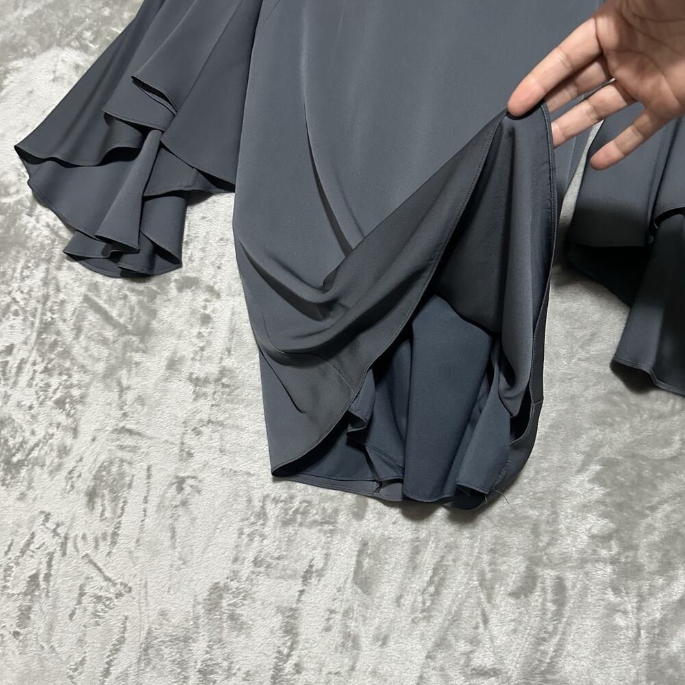 Milly Nicole Bell Sleeve Silk Mini Dress Womens Size 4 Dark Gray Whimsigoth USA - Picture 5 of 11